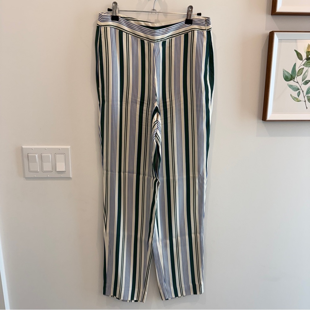 Tory Burch Striped Green and White Pants